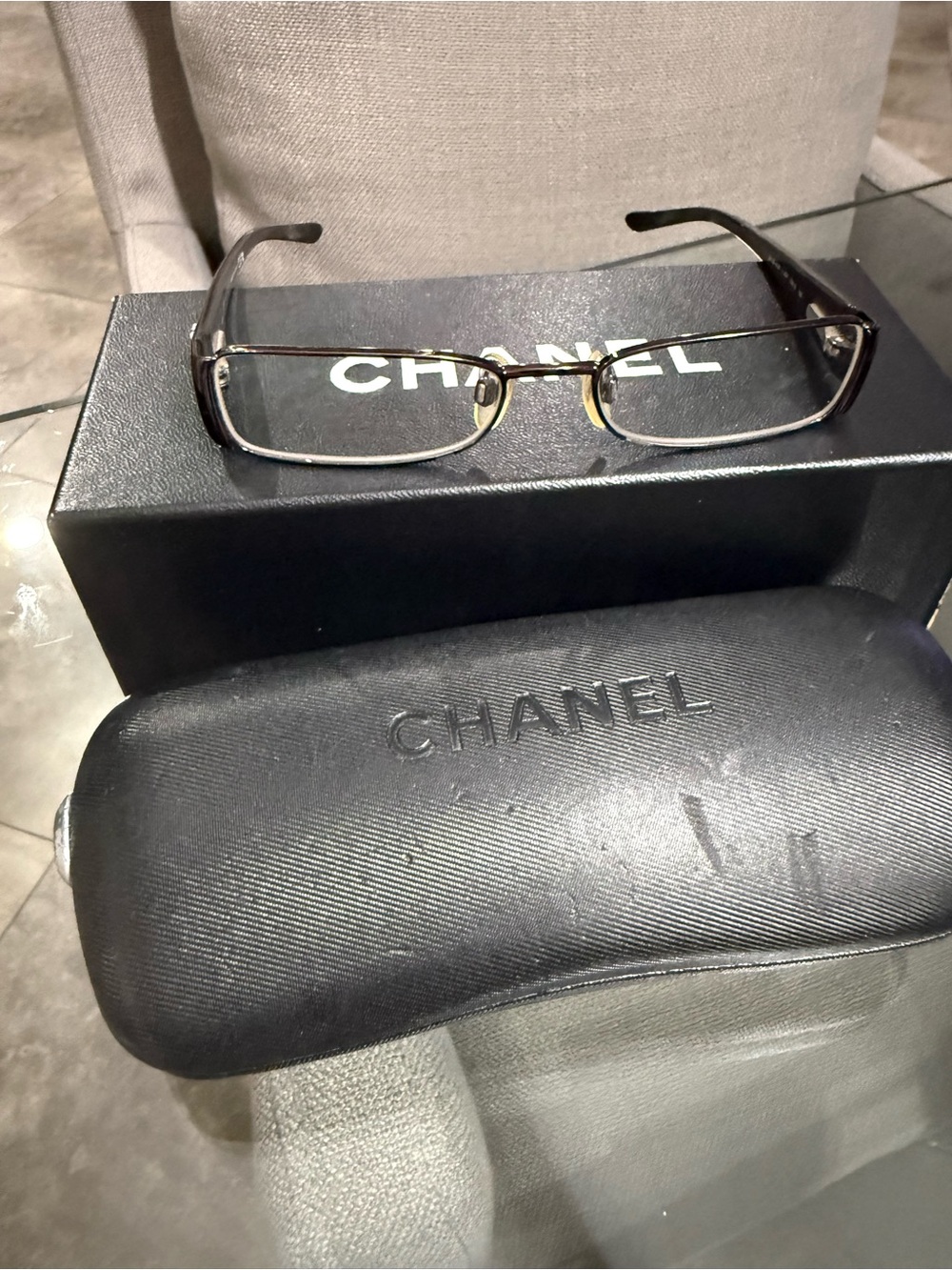 Chanel Black/Gold Rectangular Women’s Eyeglasses